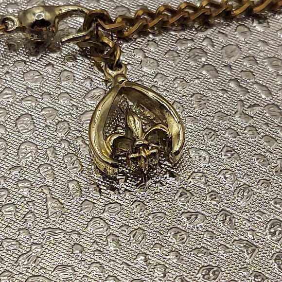 VTG RARE Rousseau Choker Necklace Iridescent Rhinestones on Gold Color Links 15" - Picture 2 of 9